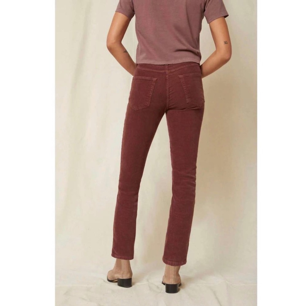 AMO Chelsea Crop Corduroy Pants Burgundy Slim Fit High Rise Size 25 NWT - Picture 2 of 8